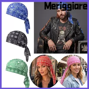 Mũ Hijab MERIGGIARE, Khăn trùm đầu Bandana thoáng khí in Paisley, Phụ kiện thời trang Nhanh khô Co Giãn Mũ cướp biển thoải mái Unisex