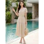 Đầm maxi nữ CARDINA chất liệu linen tay cộc cổ V phối dây cúc dừa 6VXM05