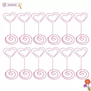 BEABOUT 12 Cái Hộp đựng danh thiếp bằng kim loại có đế, Hộp đựng tin nhắn bằng kim loại dễ thương màu hồng có đế, Kim loại trang trí hình trái tim 11 * 4cm Hộp đựng danh thiếp Tiệc đính hôn