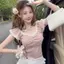 Áo len ngắn tay ren Niche thiết kế nơ ngọt ngào Slim-Fit ngắn mùa hè Phong cách mới Áo phong cách Hàn Quốc