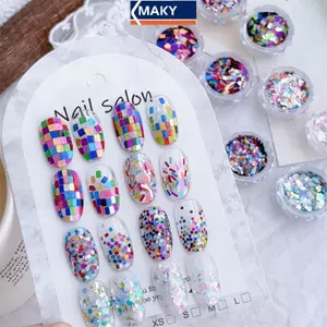 MAKY 1jar Nhiều Màu Sắc Iridescent Laser Móng Tay Lấp Lánh Trang Trí Màu Sắc Hỗn Hợp Sequin Flakes Phụ Kiện Làm Móng Tay DIY Nail Art Design VN