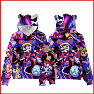 GC1 The Amazing Digital Circus Áo Hoodie có tai mèo áo nỉ mũ vải trẻ em người lớn GC1