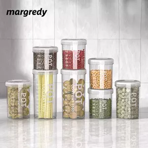 Thùng đựng đồ tủ lạnh MARGREDY, Hộp đựng thực phẩm nhà bếp bằng nhựa kín, Hộp đựng ngũ cốc đa hạt di động trong suốt dung tích lớn cho nhà bếp