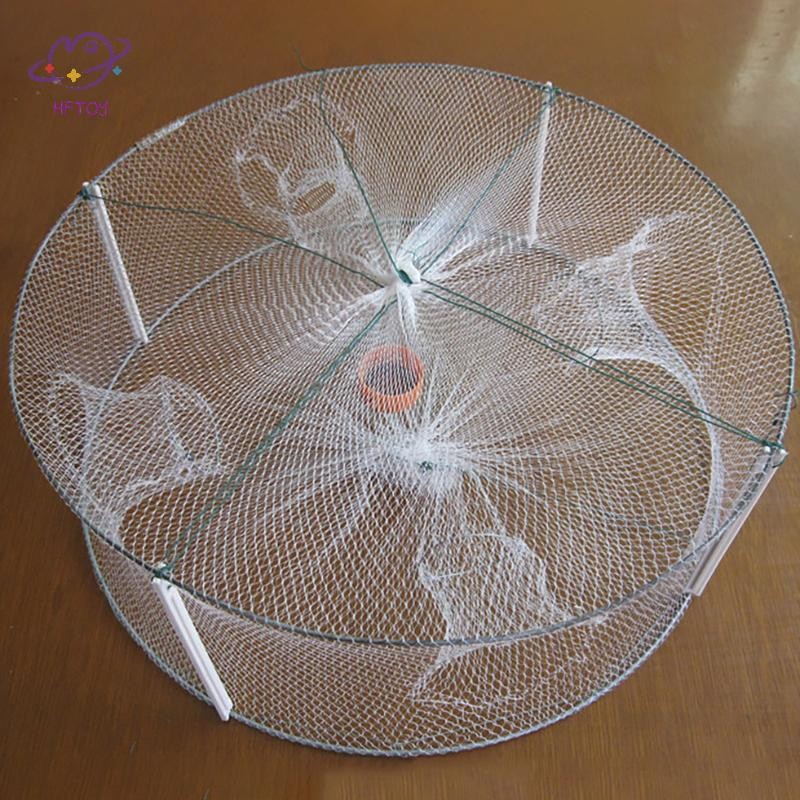 HFTOY 1 Cái Có Thể Gập Lại Câu Cá Cá Cua Mồi Lưới Bẫy 4 Lỗ Crayfish Tôm Hùm Fishnet Đúc Nhúng Lồng 42 * 20cm ~