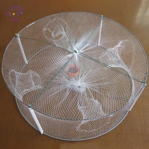 HFTOY 1 Cái Có Thể Gập Lại Câu Cá Cá Cua Mồi Lưới Bẫy 4 Lỗ Crayfish Tôm Hùm Fishnet Đúc Nhúng Lồng 42 * 20cm ~