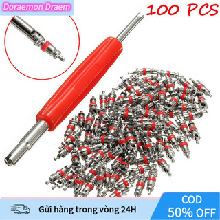 【COD】Bộ 100 Phụ Tùng Thay Thế Van Lốp Xe Ô Tô (Có Cờ Lê), Chất Liệu Kim Loại, Thông Dụng, Tiện Lợi, Giá Cả Hợp Lý