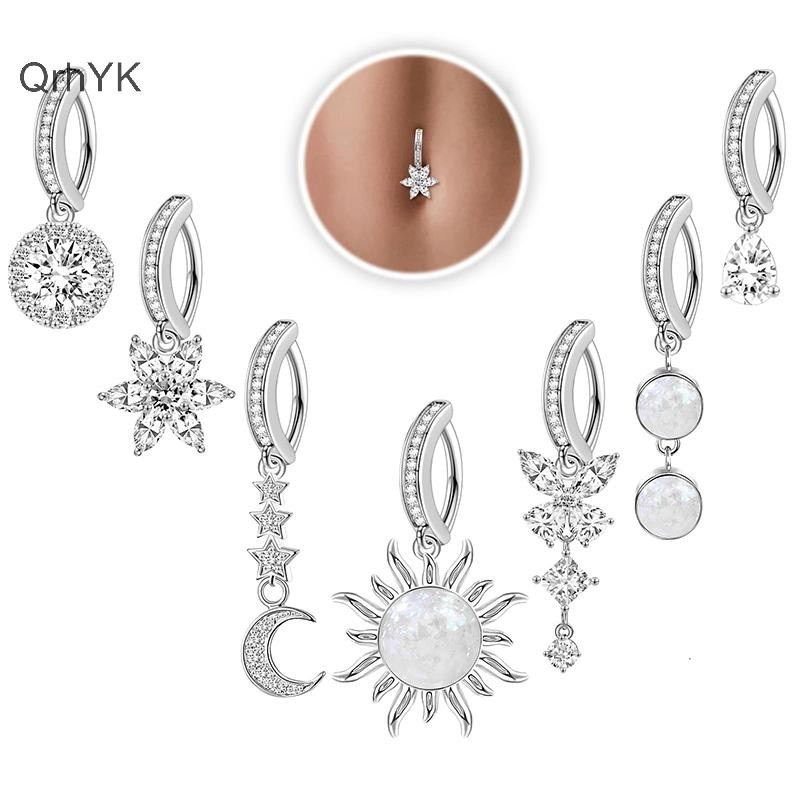 Khuyên rốn zircon nữ, phụ kiện gợi cảm có thiết kế nút - Quà tặng thời trang cao cấp