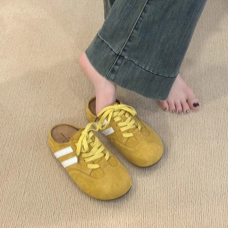 Mùa Hè Phong Cách Mới Phối Ren Bên Ngoài Mặc Thường Ngày Slip-On Lười Nửa Dép Thời Trang Retro Nhẹ Thoải Mái Mặc Bên Ngoài Hàng Ngày Đế Dày Giày Tập Luyện Đức Nhà Máy Giá Bán Buôn