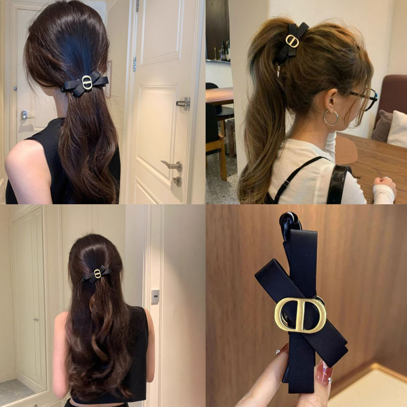 Kẹp tóc nơ đen hai mặt, mũ đội đầu tiện lợi, dễ phối đồ