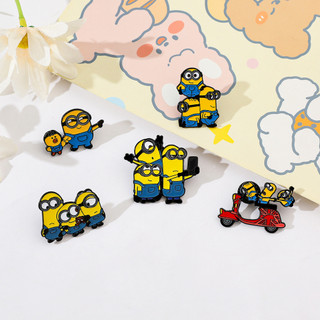 5 Cái / bộ Hoạt Hình Dễ Thương Sáng Tạo Và Cá Tính Minion Kim Loại Huy Hiệu Hợp Kim Dầu Nhỏ Giọt Thổ Cẩm Phụ Kiện Giáng Sinh