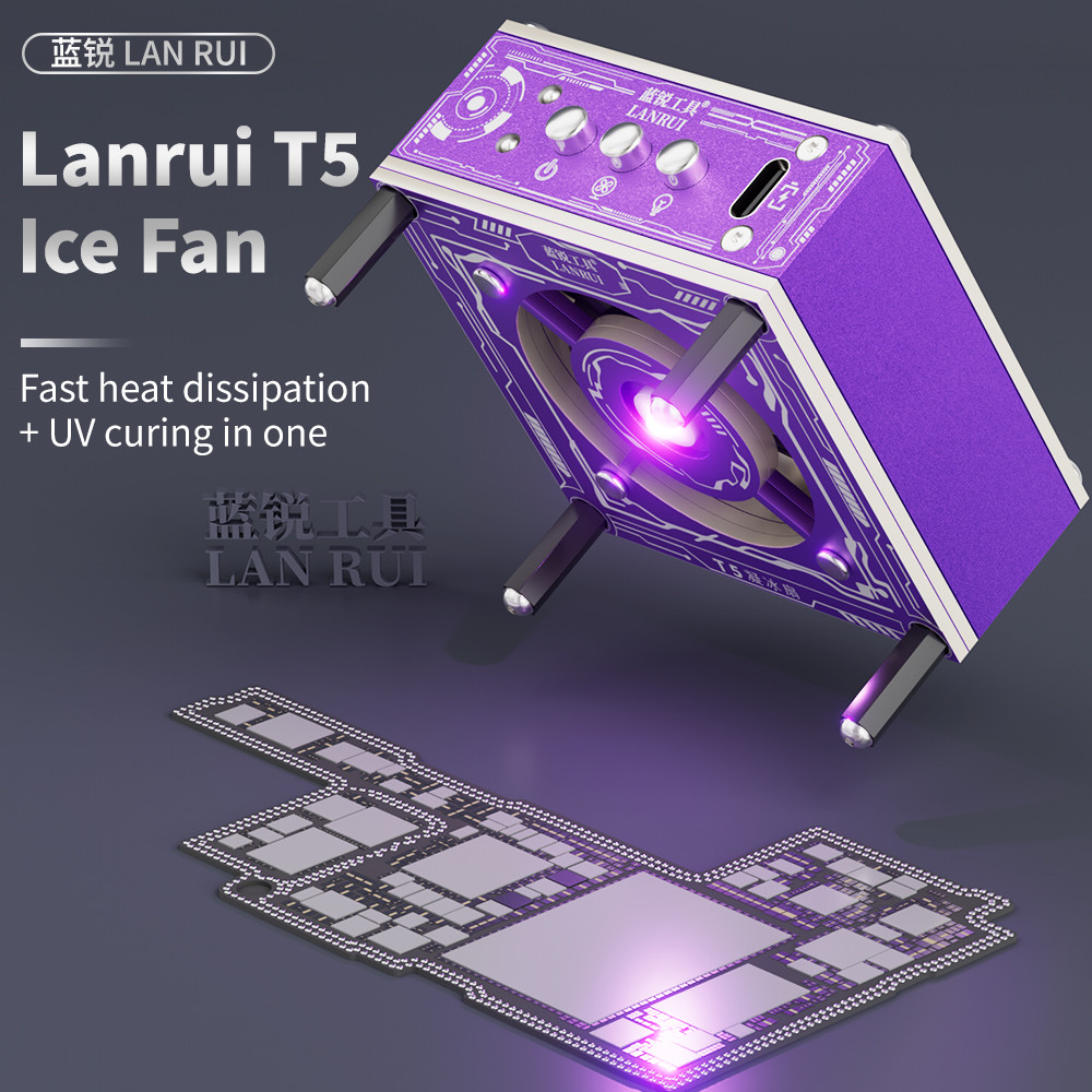 Quạt làm mát đèn UV Lanrui T5 để sửa chữa điện thoại di động 3W Chữa & Tản nhiệt 3 tốc độ có thể điều chỉnh với công cụ sạc nhanh PD