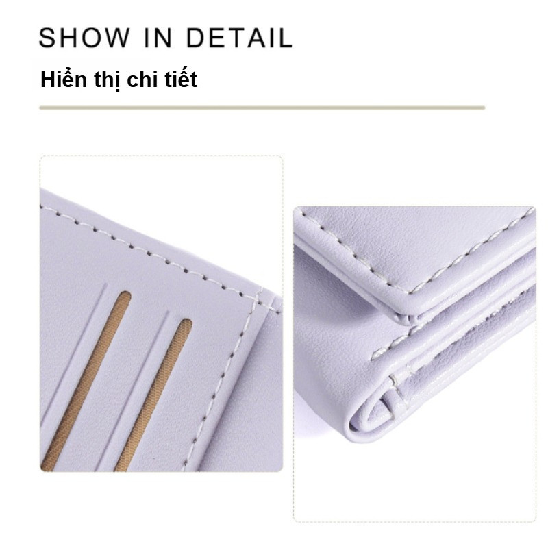 Ví Nữ 3 Ngăn Gấp Gọn In Hình Gấu - Chất PU Mềm Mịn, Chống Trầy, Đựng Tiền & Thẻ Tiện Lợi