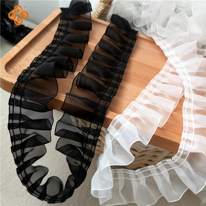 Voan Gạc Ren Xếp Ly Phụ Kiện Ren DIY DIY Handmade Trang Trí Cho Gothic Phong Cách Nữ Quần Áo 1 Mét TJ7473