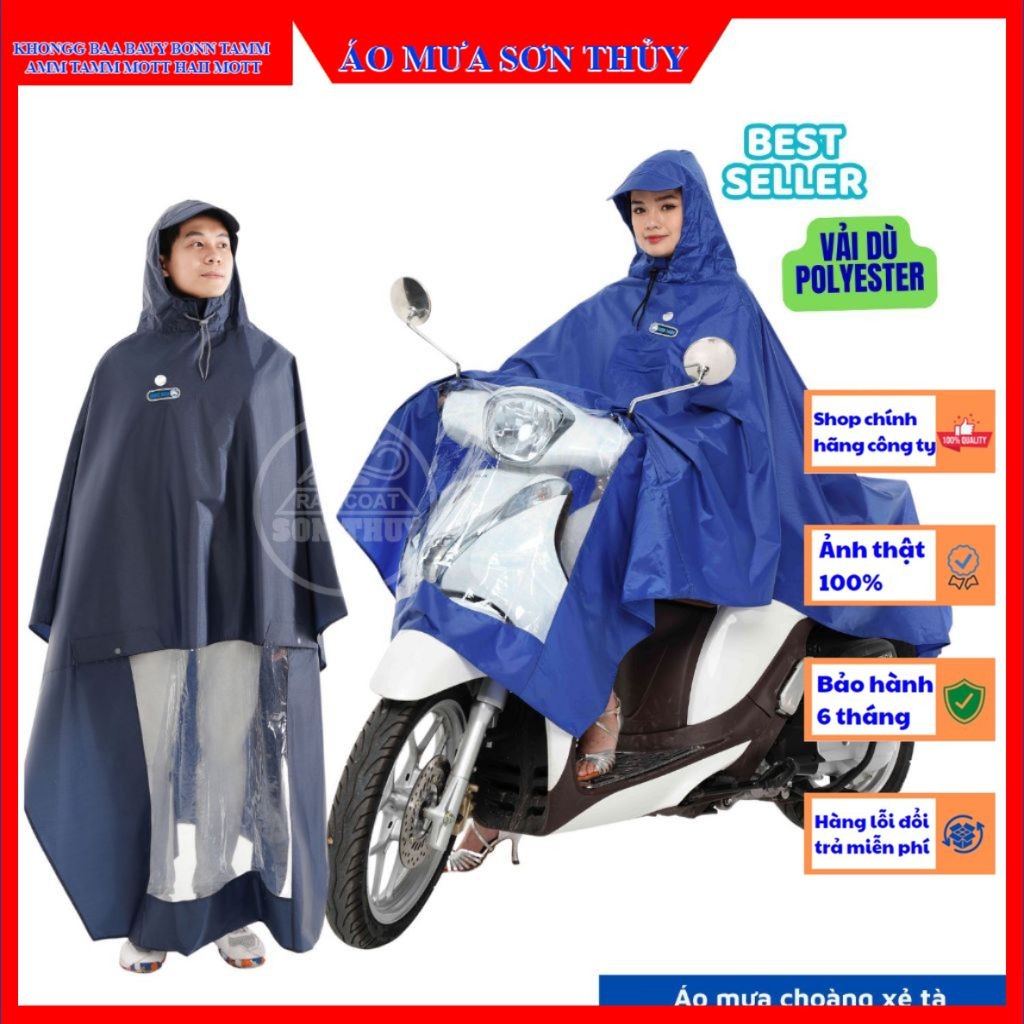 Áo mưa choàng XẺ TÀ Sơn Thủy, vài dù, bền, nhẹ, nhanh khô, chống thấm tuyệt đối, áo choàng cánh dơi aomuasonthuyhn