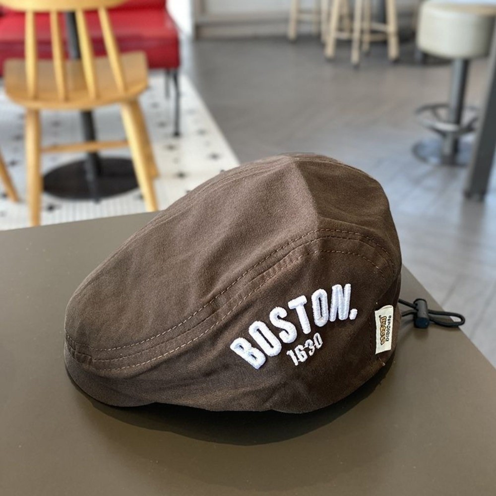 Mũ nồi ESSENCEH, Mũ có đỉnh thời trang nhẹ, Mũ thêu phía trước BOSTON Thu đông