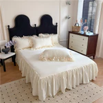 Lãng Mạn Phong Cách Công Chúa Ren 4 TRONG 1 Giặt Bộ Chăn Ga Gối Hàn Quốc Bộ Khăn Trải Giường Thêu Bộ Duvet Cover Váy Drap giường Bộ Nữ Hoàng / Vua / Siêu Vua size — ảnh 5