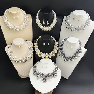Đồ trang sức cổ điển: Dây chuyền ngắn ngọc trai giả, choker sang trọng, phù hợp cho các bữa tiệc