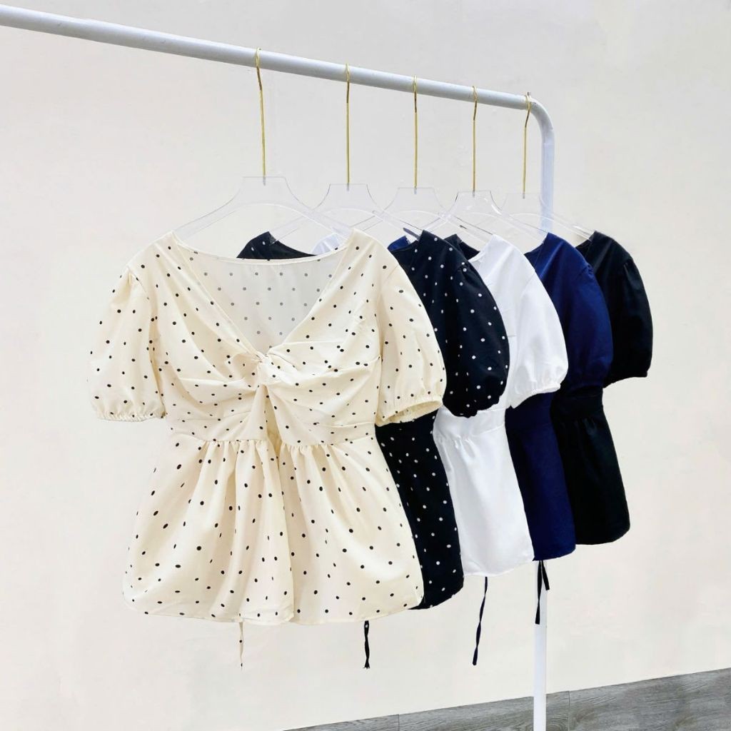 Áo Thun Bigsize Nữ Form Babydoll Họa Tiết Chấm Bi/Trơn Tay Bồng Xinh Xắn Dễ Thương A289