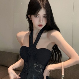 Pure Desire Ren Tube Top nữ ngọt ngào, thiết kế ôm body, dây cổ áo vest ngắn phù hợp mùa hè