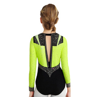 Yhong Trẻ Em Bé Gái Sáng Bóng Kim Cương Giả Thể Dục Leotard Tay Dài Lỗ Khóa Lưng Hình Trượt Băng Body Dancewear Trình Diễn Sân Khấu Trang Phục
