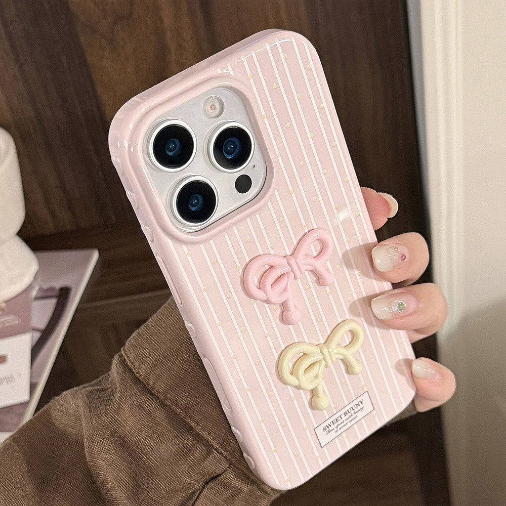 Ốp Điện Thoại Mềm 3D Nơ Cho iPhone 17 Pro Max 16 15 14 13 Vỏ Bảo Vệ Chống Sốc