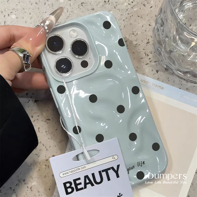 Ibumpers Vibrant Chấm Bi Họa Tiết Meteorite Ốp lưng iPhone 11 12 13 14 15 16 Pro Max Mỏng Silicon Ốp Lưng Mềm Chống Sốc