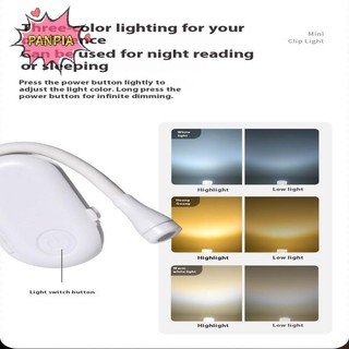 [PNPIA] Đèn LED Sách Bảo Vệ Mắt 360 Kẹp Có Thể Điều Chỉnh° Đèn học lật có thể sạc lại 3 màu cho phòng ngủ du lịch Đọc VN