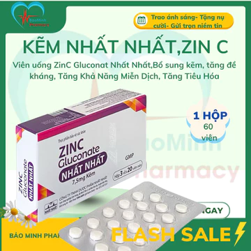Viên uống ZinC Gluconat Nhất Nhất,Bổ sung kẽm, tăng đề kháng, Tăng Khả Năng Miễn Dịch, Tăng Tiêu Hóa