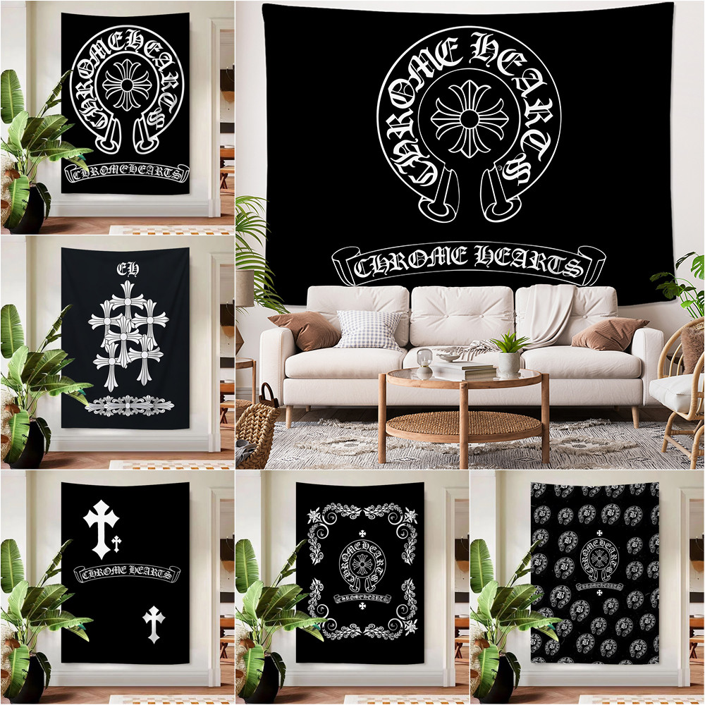 Tấm thảm treo tường Logo Chrome Hearts có kẹp Tấm thảm Polyester Trang trí nội thất