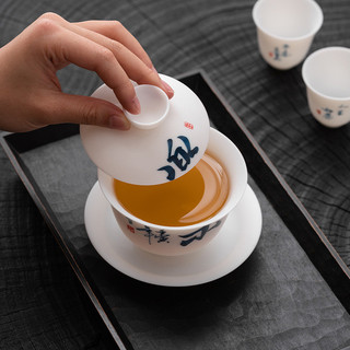 Ăn Chay Nướng Cừu Mỡ Trắng Ngọc Sứ Đơn Sancai Bao Bát Gốm Handmade Kích Thước Lớn Máy Pha Trà Hộ Gia Đình Kung Fu Trà Bát Trà 99GC