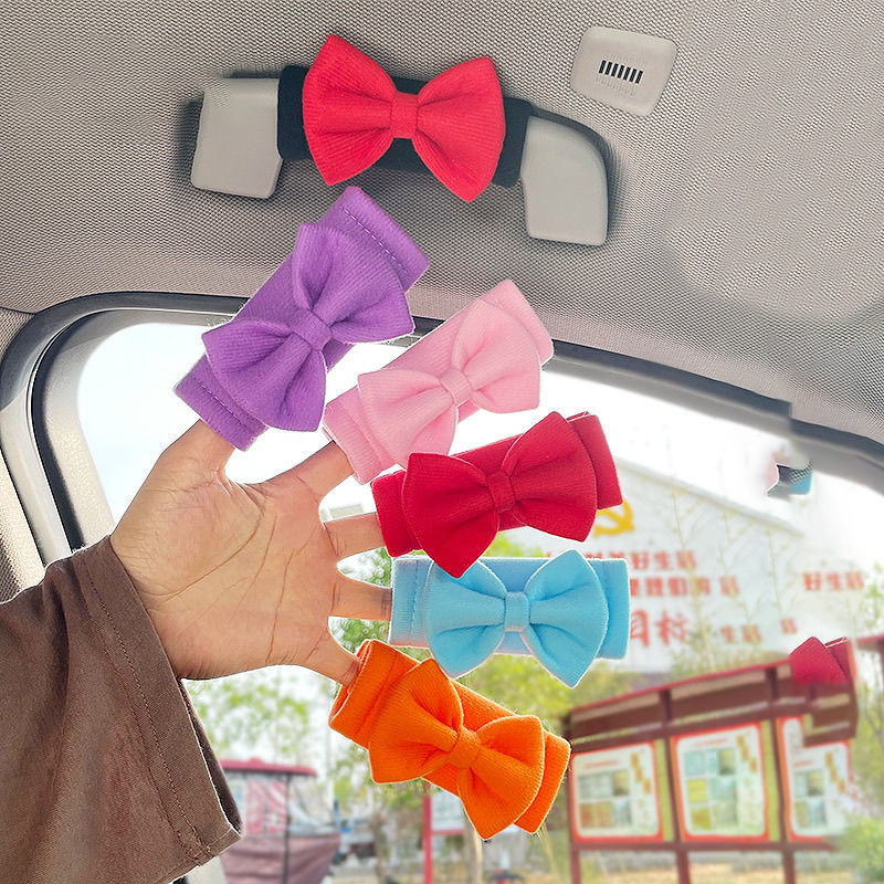 Kiểu Dáng Xe Mái Tay Vịn Có Dây Nơ Dễ Thương Mềm Da Lộn Vỏ Bảo Vệ Mái Ô Tô Tay Cầm Bao Phụ Kiện Nội Thất Ô Tô