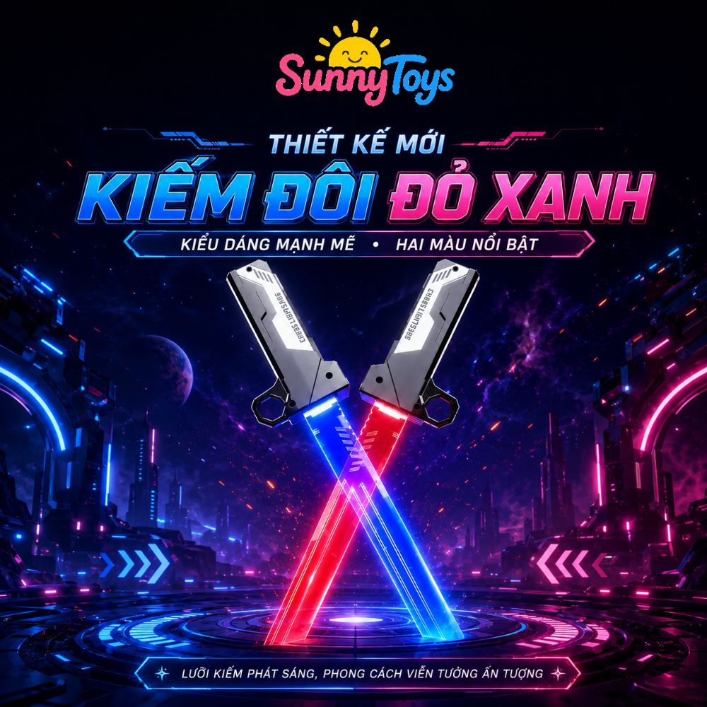 Bộ Kiếm Ánh Sáng Phát LED SunnyToys - 2 Kiếm Ghép Đôi Cho Bé Chơi Nhập Vai Chiến Binh