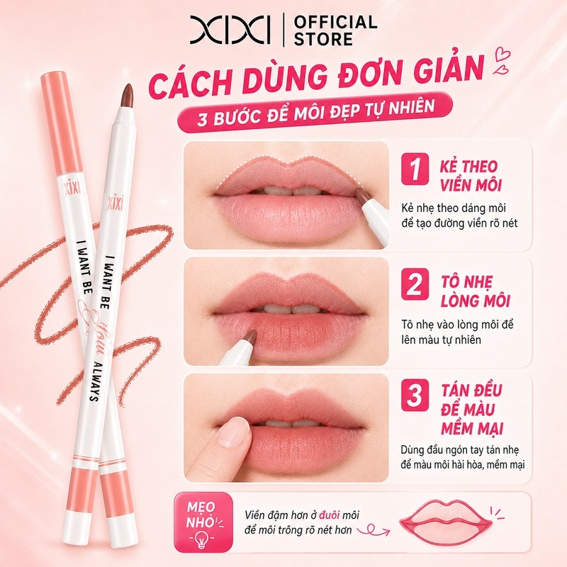 Xixi Bút Kẻ Môi Quả Lê Mềm Mại Dễ Thoa Không Khô Tôn Lên Làn Da Sáng Mịn, Giá Rẻ Cho Sinh Viên D647