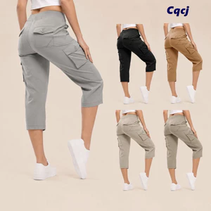 Quần đi bộ đường dài nữ CQCJ, Quần Capri co giãn vừa vặn thoải mái, Túi nắp thoải mái cả ngày Nhẹ Cảm giác khô nhanh Quần hàng hóa cắm trại