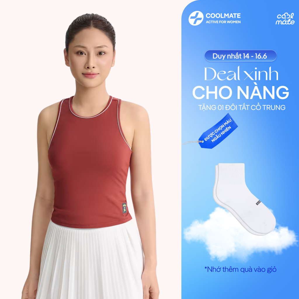 [369K Tặng Quà]Áo tanktop có đệm mút lót trong Pickleball nữ Driveshot Essentials co giãn - Coolmate Women