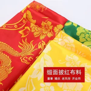 In Hình Chăn Cũ Phong Tục Đám Cưới Sự Kiện Treo Đỏ Trên Tia Mở Lụa Đỏ Satin Rồng Phượng Hoàng Quilt Mặt 6.15