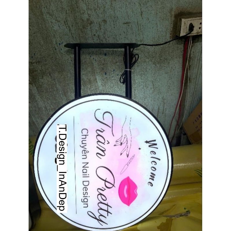 Biển quảng cáo hút nổi, có đèn, KT 60CMX60CM,  2 MẶT, CÓ THANH TREO, FREE THIẾT KẾ