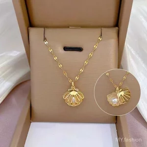 Vòng cổ vỏ kim cương đầy đủ có thể mở theo phong cách Retro thời trang, Dây chuyền xương đòn mặt dây chuyền sang trọng thời trang Pháp