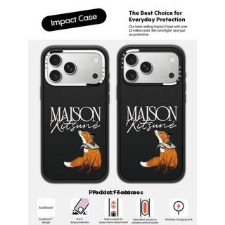 CASECASE X Maison Kitsuné Bandana Fox Ốp lưng máy ảnh màu trắng Phiên bản vòng màu đen mờ cứng hút từ tính Vỏ tác động cho Apple IPhone 13 14 15 16 17 Pro Max Air Plus có hộp