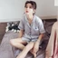 Phụ Nữ Pyjama Áo Cardigan Thanh Lịch Quần Short Tay Ngắn Thiết Kế Cắt Mỏng Cho Gia Đình Còn Lại Mặc Hàng Ngày Dịp