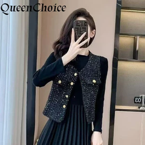 Phụ Nữ Mùa Xuân Thu Chắc Chắn Áo Vest Đen Nữ Cổ Điển Không Tay Áo Vest