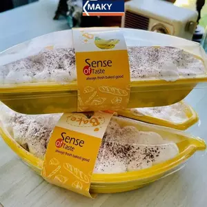 Hộp Bánh Chuối MAKY, Hộp Tráng Miệng Hình Chuối, Hộp Bánh Mousse (Pa Of 50 Bộ), Cốc + Nắp Chuối VN
