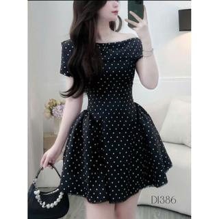 (MỚI) Đầm Nữ Ngắn SIÊU XINH Thiết Kế Trễ Vai Chấm BI Phối Viền Ren THỜI TRANG CỰC ĐẸP K&B FASHION