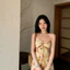 Váy cổ hở vai hoa gợi cảm dành cho nữ, váy dài xếp ly phong cách ngày lễ có viền lớn