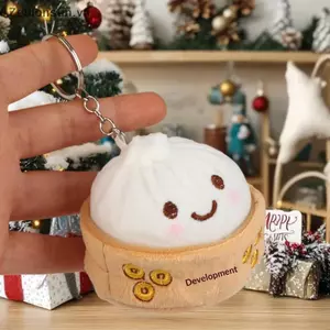 # HB # Soft Little Bun Móc Khóa Kawaii Fluffy Xiaolongbao Móc Khóa Mô Phỏng Thực Phẩm Hoạt Hình Sang Trọng Mặt Dây Chuyền Quà Tặng.