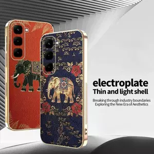 Ốp Lưng Cho Infinix Hot 70 X6895B Cổ Điển Da Cao Cấp Lucky Elephant Series Mạ Điện Cạnh Chống Rơi Vỏ Điện Thoại