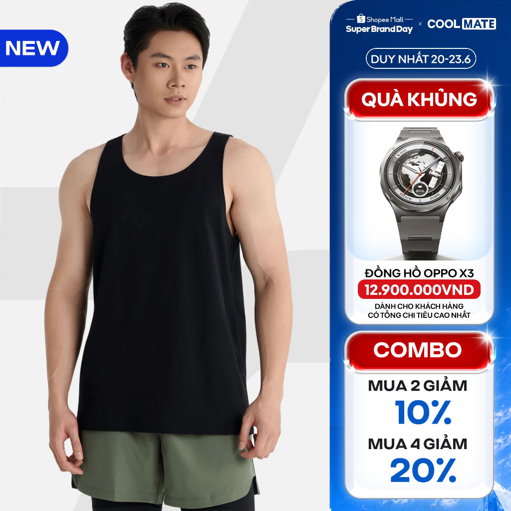 [MUA 4 GIẢM 20%][MỚI]Áo Tanktop nam Regular Fit Cotton poly 180gsm mềm mại, chất mát, thoáng khí, co giãn Coolmate