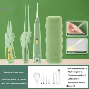 Bộ thìa tai phát sáng Loại bỏ sáp tai Vệ sinh s Đèn LED Earpi Kẹp mũi Trẻ em Người lớn Dụng cụ làm sạch tai