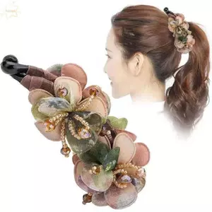 Kẹp Chuối AWNGD, Kẹp Xoắn Hoa Hồng Thanh Lịch Phong Cách Retro, Kẹp Tóc Hoa Handmade Chống Trơn Trượt Cho Nữ