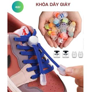 Combo 5 Bộ Khoá Dây Giày Thông Minh Không Buộc Dây, Chốt Cài Dây Giày Nhựa Tròn Cho Bé Người Lớn, Phụ Kiện Giày 15 Màu